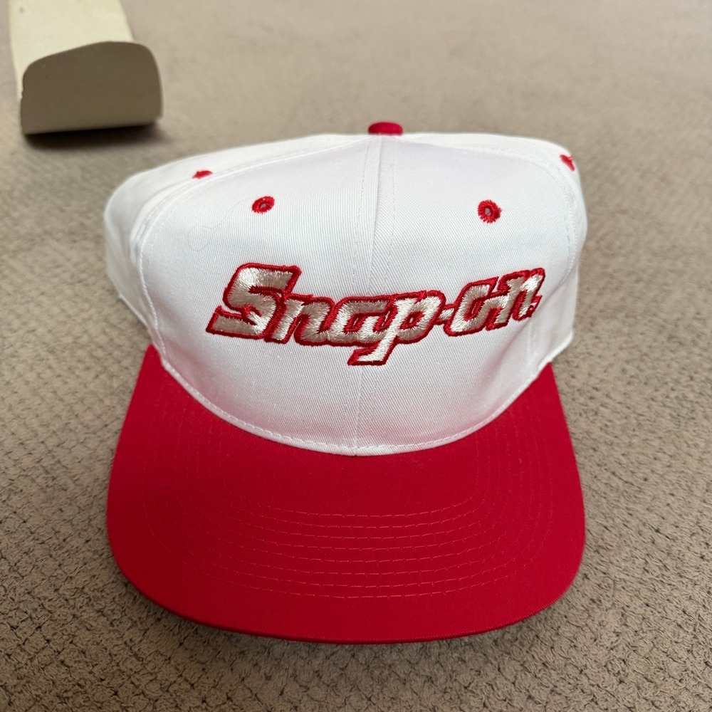 Vintage 1990s Snap-On Tools Red White Snapback Hat Trucker Cap OSFA New Age Inc‎